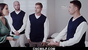 horny milf lets orphanage boys ride her big tits ass in full bdsm 4some