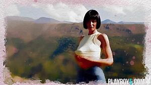 Petite Latina Model Sophia's Erotic Outdoor Striptease Undressing for Playboy