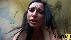 Why strip this cute Czech brunette in abandoned spot for cash sex?