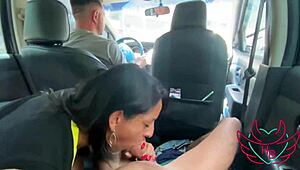milf sucks stepson while cuckold drives
