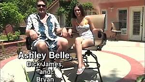 Ashley belle devours two cocks then rides deep outdoors party!