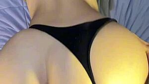 Blackbelt girlfriend's huge ass rides rough doggystyle in dorm with spanking