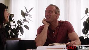 Kinky Stepdad's Big Dick Demands Teen Aria Valencia's First Blowjob Chore In Homeschool Taboo