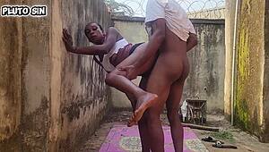 Latina Curvy Neighbors Quickie Doggystyle Fuck Bent Over in Public Street