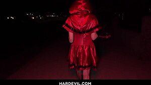 innocent red riding hood's tight ass gapes wide on massive black cock