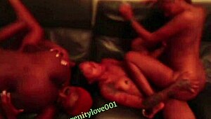 ebony lesbians throw wild big ass orgy party full of grinding