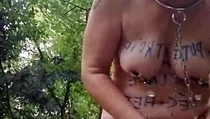 imagine this french slave bent over in forest, humiliated with belt and vibes??