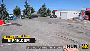 Why strip this cute Czech brunette in abandoned spot for cash sex?