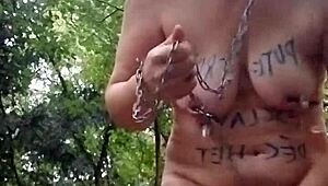 imagine this french slave bent over in forest, humiliated with belt and vibes??