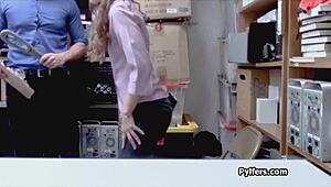 Security guard catches spying perky teen thief fucks bent over doggystyle hidden cam