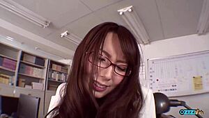 horny asian teacher gets her hairy pussy toyed and licked by eager students!