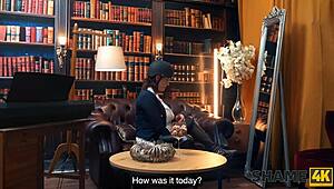 I felt so ashamed catching my kinky Czech mistress student riding cowgirl while masturbating her big tits ass