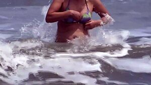 Beach Masturbation Staring at Stepsons Monster Cock Can't Resist Anymore