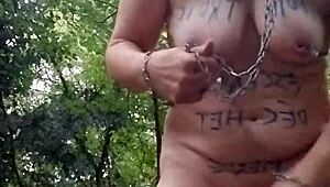 imagine this french slave bent over in forest, humiliated with belt and vibes??