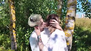 shy teen's narrow ass gets destroyed by monster cock outdoors