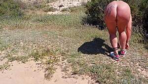 muscular bitch with big tits and ass gets fucked hard on beach