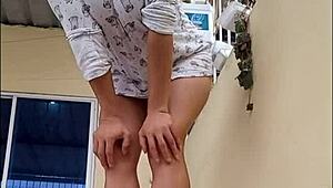 daring latina milf struts boss's house in skirt no panties 😈