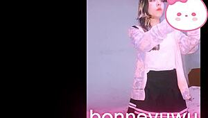 bonneyuwu puts on sexy skirt show masturbating her petite pussy 💦