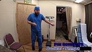 dr tampa gives neighbor misty addams her first intense gyno exam backstage