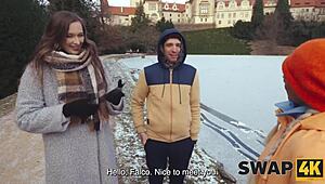 Swap4k Sunday Walk Pickup Ignites Her First Threesome In Our Bed!