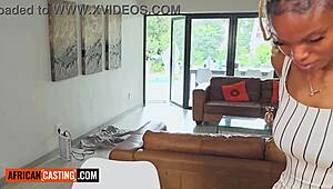 big tits ebony teen 18+ strips and gets facefucked at her first casting