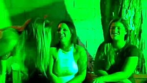 Submissive Party Girl Flashes Inside Cabaret Teasingly