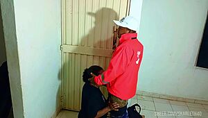 Horny mature latina milf flashes ass gives delivery boy blowjob sucks stranger cock like slutty mother-in-law