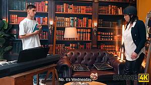 I felt so ashamed catching my kinky Czech mistress student riding cowgirl while masturbating her big tits ass