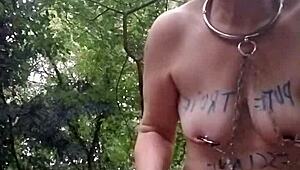 imagine this french slave bent over in forest, humiliated with belt and vibes??