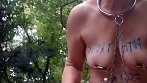 imagine this french slave bent over in forest, humiliated with belt and vibes??