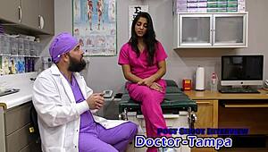 dr tampa gives neighbor misty addams her first intense gyno exam backstage