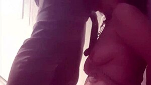 french slave housewife flashes natural tits takes piss shower then deepthroats dildo in humiliating pov bdsm