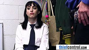 cute tattooed shoplifter teen with blue eyes and small tits pounded hard in back office for stealing