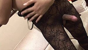 18 tranny thai in fishnets fingers gaping asshole on bed deepthroat bent over doggystyle
