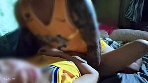 Boardmate moans loud risking caught by boyfriend during sneaky creampie fuck