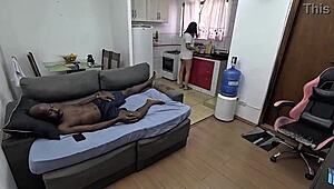 sexy cunhada safada gives tight pussy and ass creampie cheating husband sofa beautiful brunette small waist interracial!
