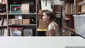 LP Officer rams cock deep in shoplyfter teen's throat pussy cowgirl rough!