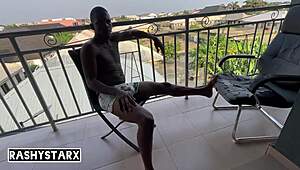 skinny ebony neighbor bends over for tight pussy doggystyle pounding