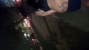 i flash my pussy on street then suck friend's cock for creampie milk! 😜💦