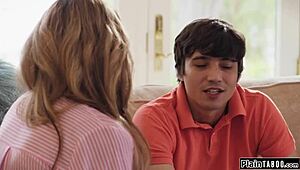 Big tits stepmom promises stepson fuck if he lands a job soon