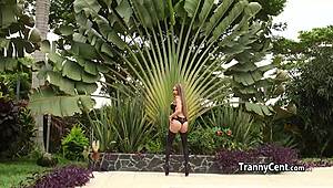Stunning shemale beauty gangbanged hard by massive cocks in intense session
