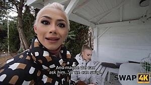 whoa that forest hike turned into a hot wife swap threesome with two babes 🔥🌲💦