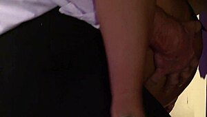 close up babe jerks huge cock for intimate facial cumshot explosion