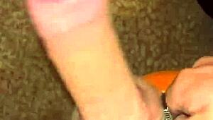Daring Cumshot Edging on Huge Tattooed Meat Rod
