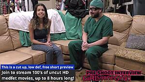 pervy doctor fingers aria nicole's ass in latex fetish exam