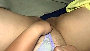 Hot latina milf fingers her juicy wet pussy before work