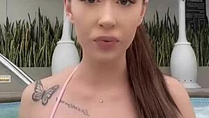 hey, my thai ladyboy friend annojs strips her retro blue films outfit showing skinny ass and small tits