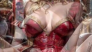 Ai Generated Queen of Hearts Flashes Sexy Pussy Dress Up