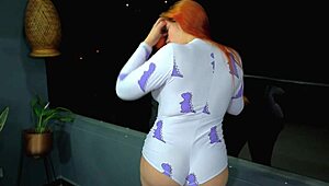 Curvy Redhead Fat Big Tits Ass Huge Pussy Balcony Hard Fuck