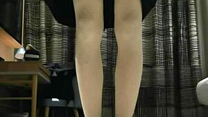 Tranny femboy strokes huge load in tight black dress tease